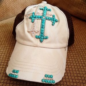Swarovski double cross hat with velcro strap